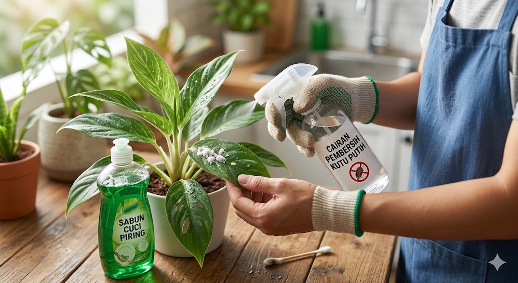 membasmi kutu putih (mealybugs) dengan sabun cuci piring